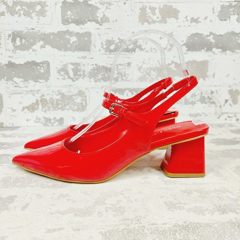 NWT Marc Fisher Luminos Women's Block Heel Pointy Toe Dress Slingback Pumps P872